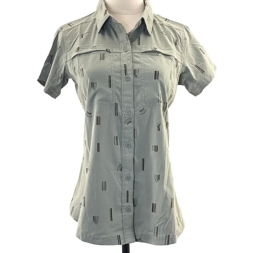REI Co-op Women’s XS Green Vented Hiking Button Down Shirt Pockets